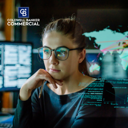 Woman with Data Fields Surrounding Her