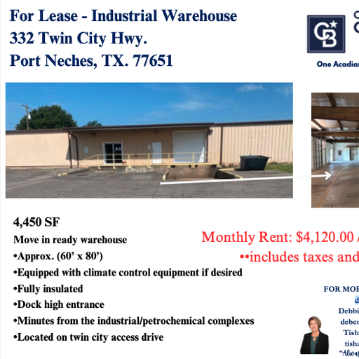 332 Twin City Highway Port Neches, TX
				77651